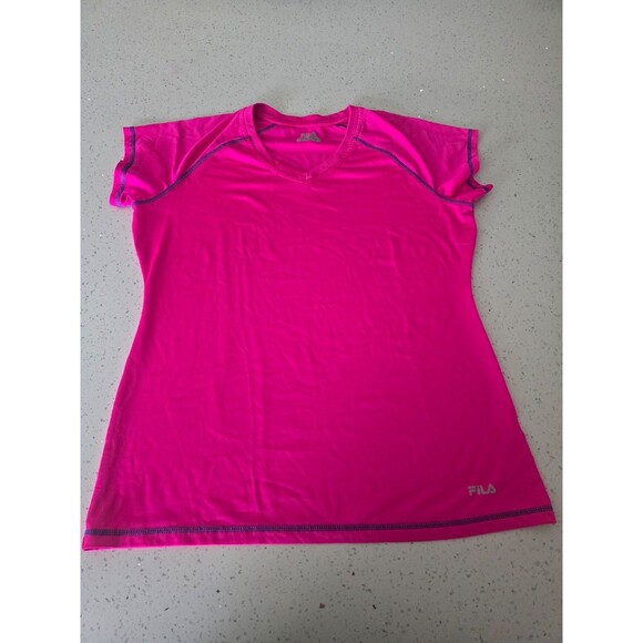 Fila Tops - FILA Sport Athletic Shirt Women’s Large Pink V-Neck Workout Running Top